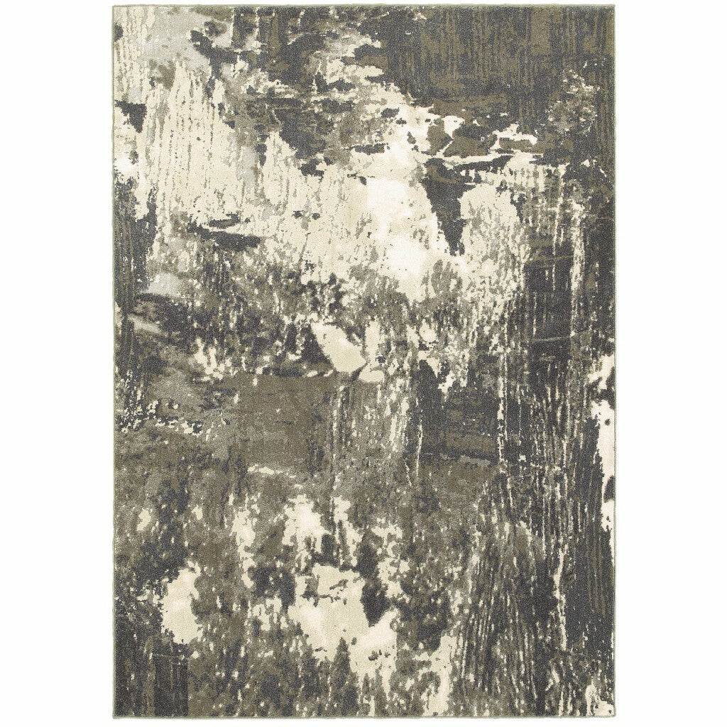 7'X10' Gray And Ivory Abstract Area Rug