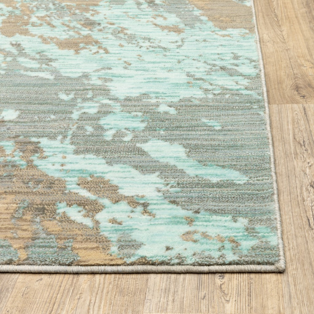 2'X3' Blue And Gray Abstract Impasto Scatter Rug