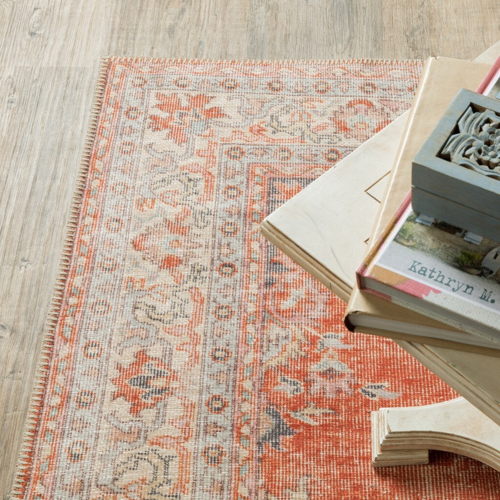 2'X3' Red And Gray Oriental Scatter Rug