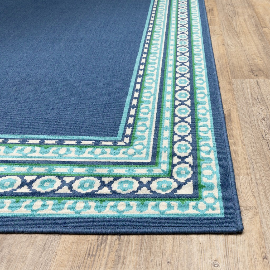 2'X3' Navy And Green Geometric Indoor Outdoor Scatter Rug