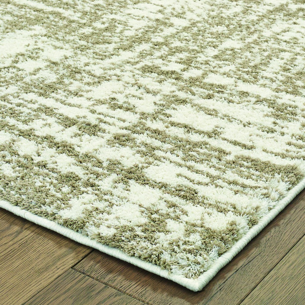 2'X3' Ivory And Gray Abstract Strokes Scatter Rug