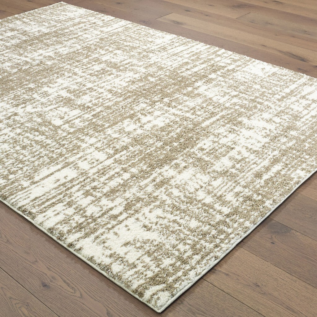 2'X3' Ivory And Gray Abstract Strokes Scatter Rug