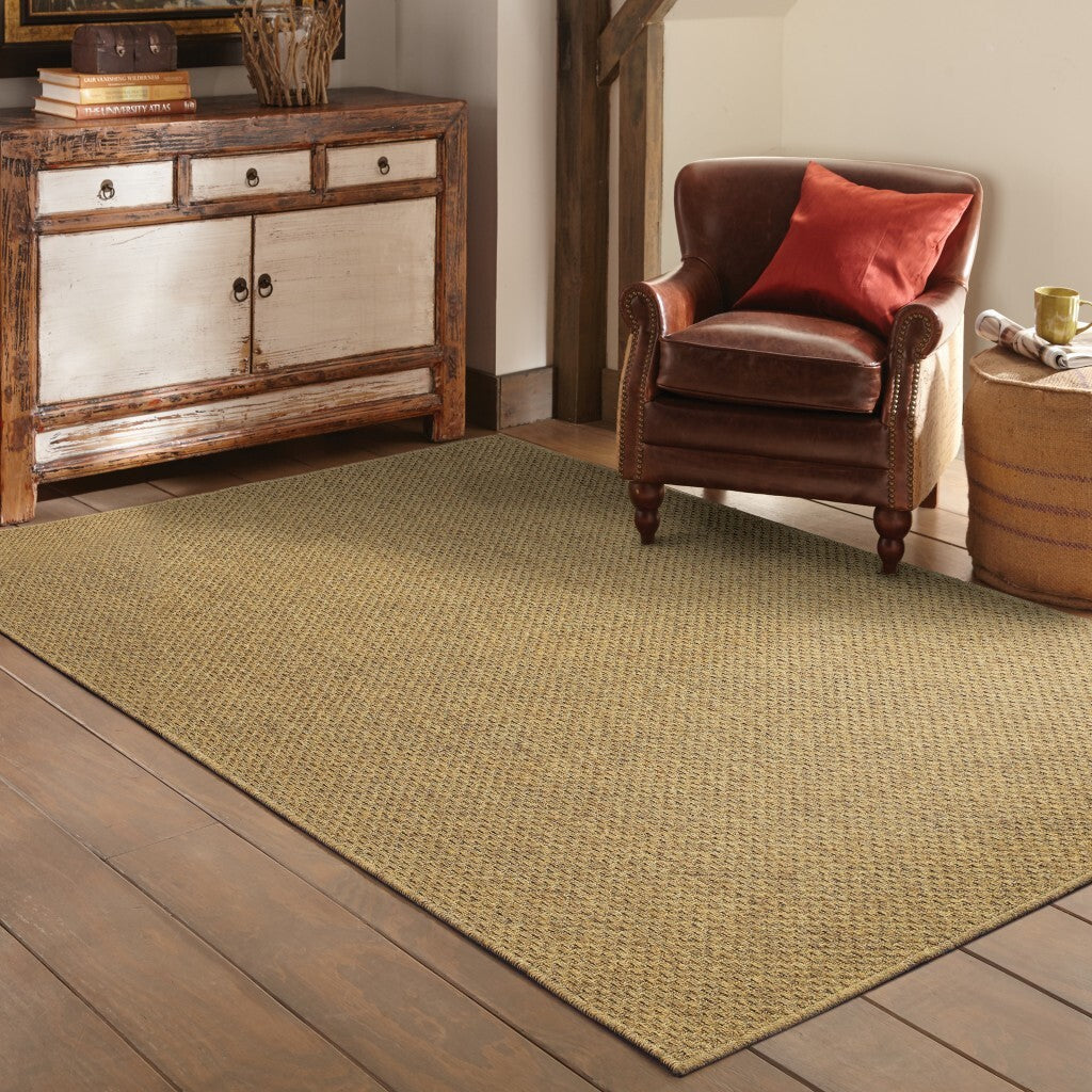 7'X10' Solid Tan Indoor Outdoor Area Rug