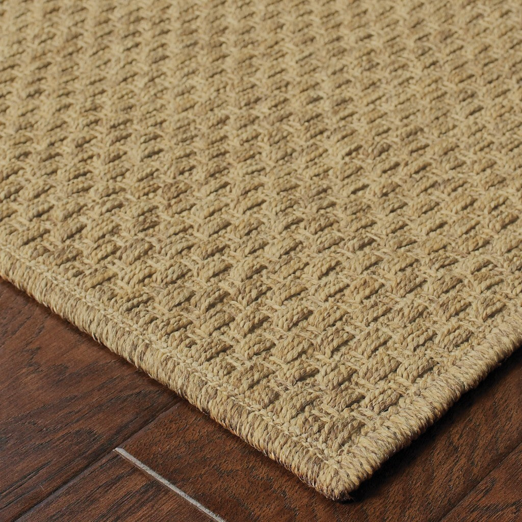 7'X10' Solid Tan Indoor Outdoor Area Rug