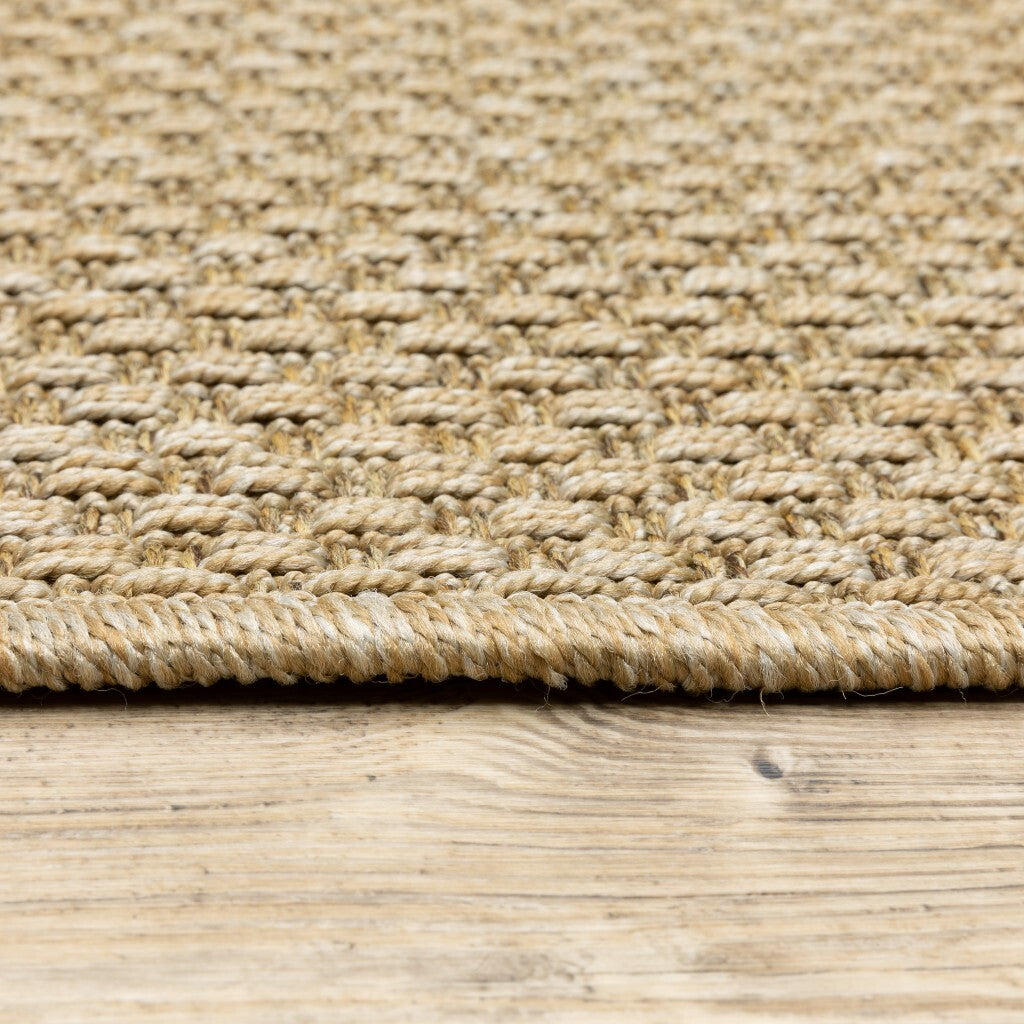8' Round Solid Sand Beige Indoor Outdoor Area Rug
