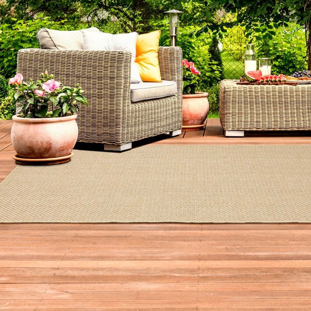 9'X13' Solid Sand Beige Indoor Outdoor Area Rug