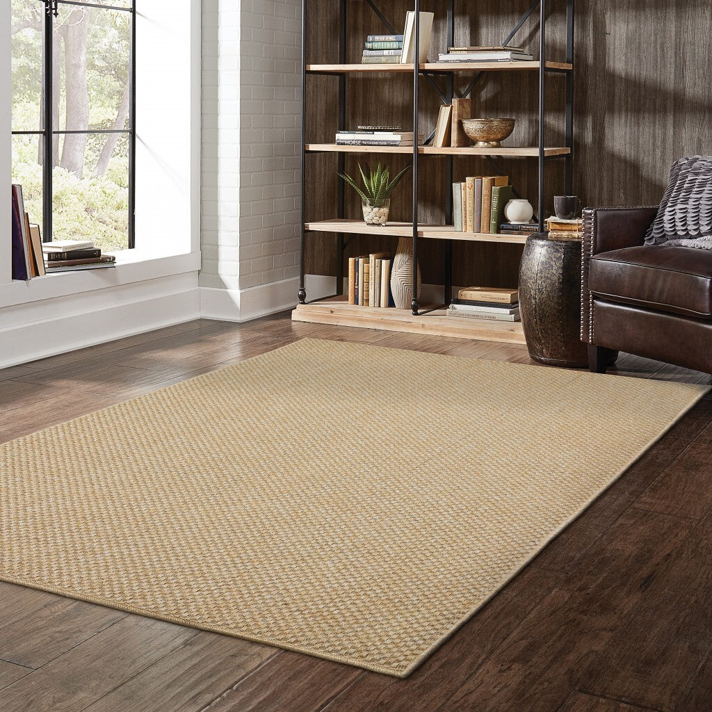 9'X13' Solid Sand Beige Indoor Outdoor Area Rug