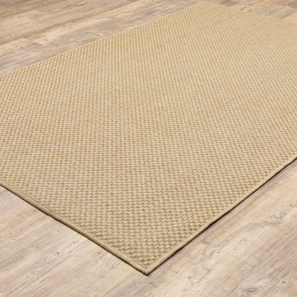 9'X13' Solid Sand Beige Indoor Outdoor Area Rug