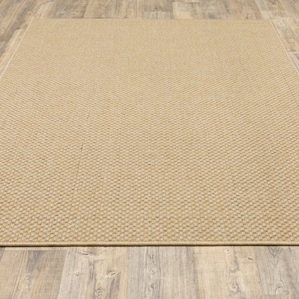9'X13' Solid Sand Beige Indoor Outdoor Area Rug