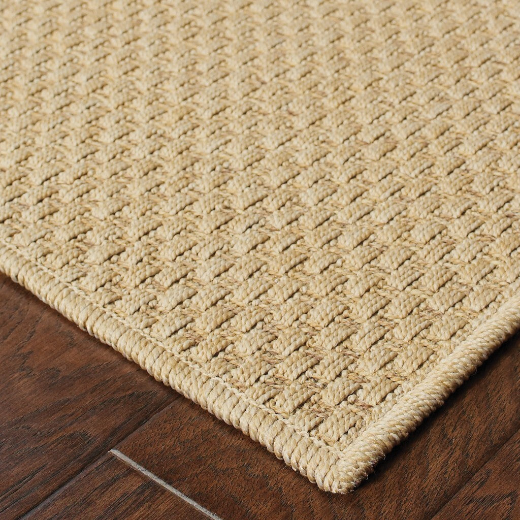 9'X13' Solid Sand Beige Indoor Outdoor Area Rug