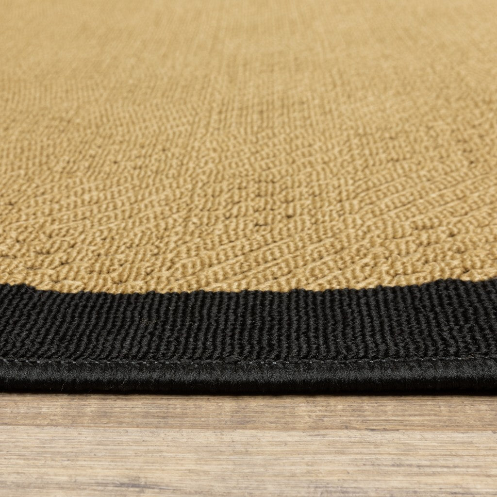 8' Round Beige And Black Plain Indoor Outdoor Area Rug