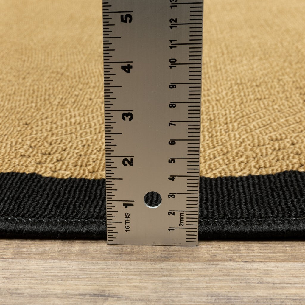 8' Round Beige And Black Plain Indoor Outdoor Area Rug
