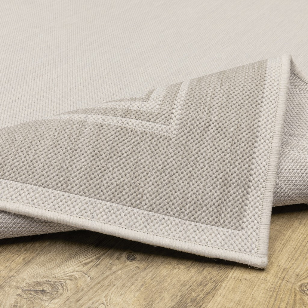 3'X5' Ivory And Gray Bordered Indoor Outdoor Area Rug
