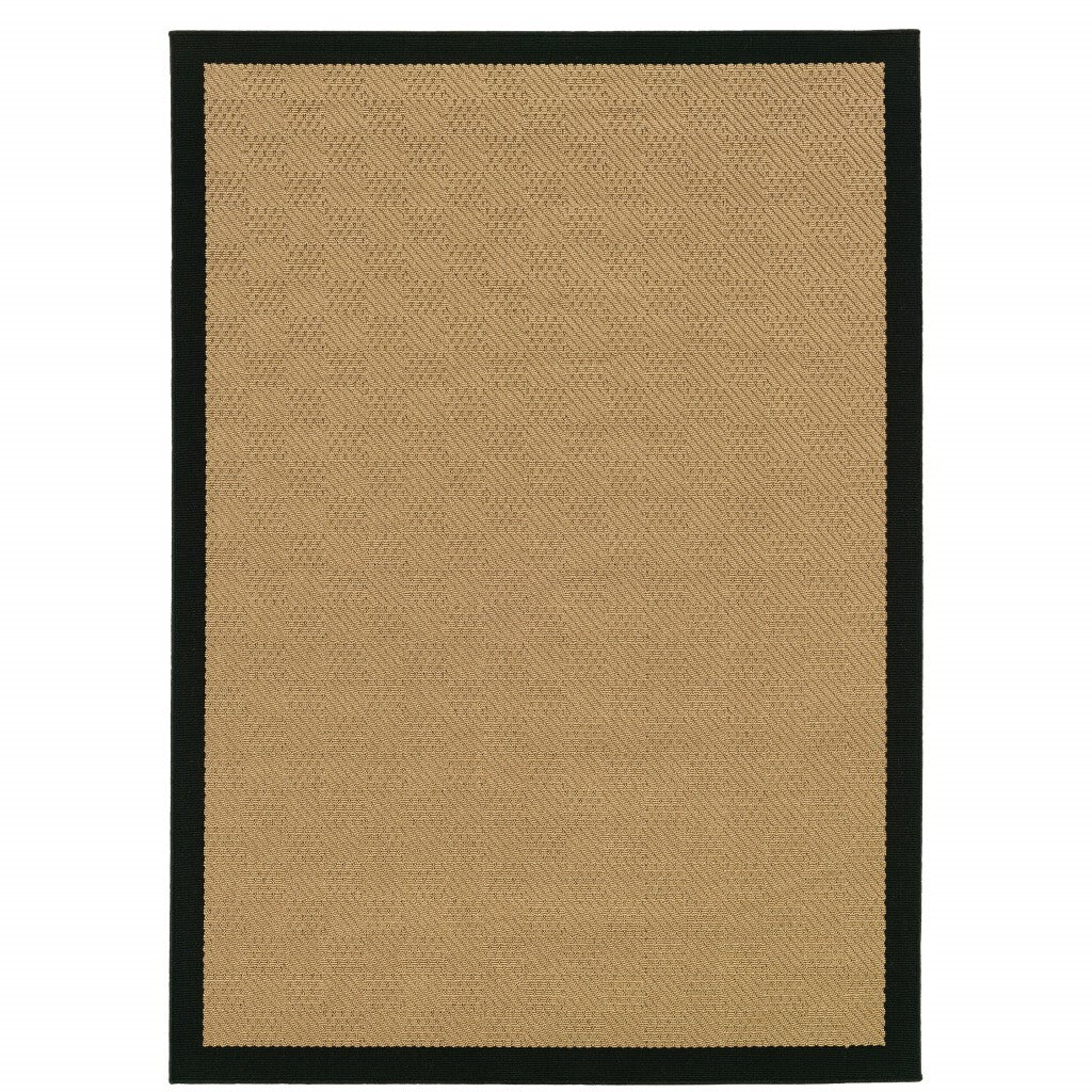 2'X4' Beige And Black Plain Indoor Outdoor Scatter Rug