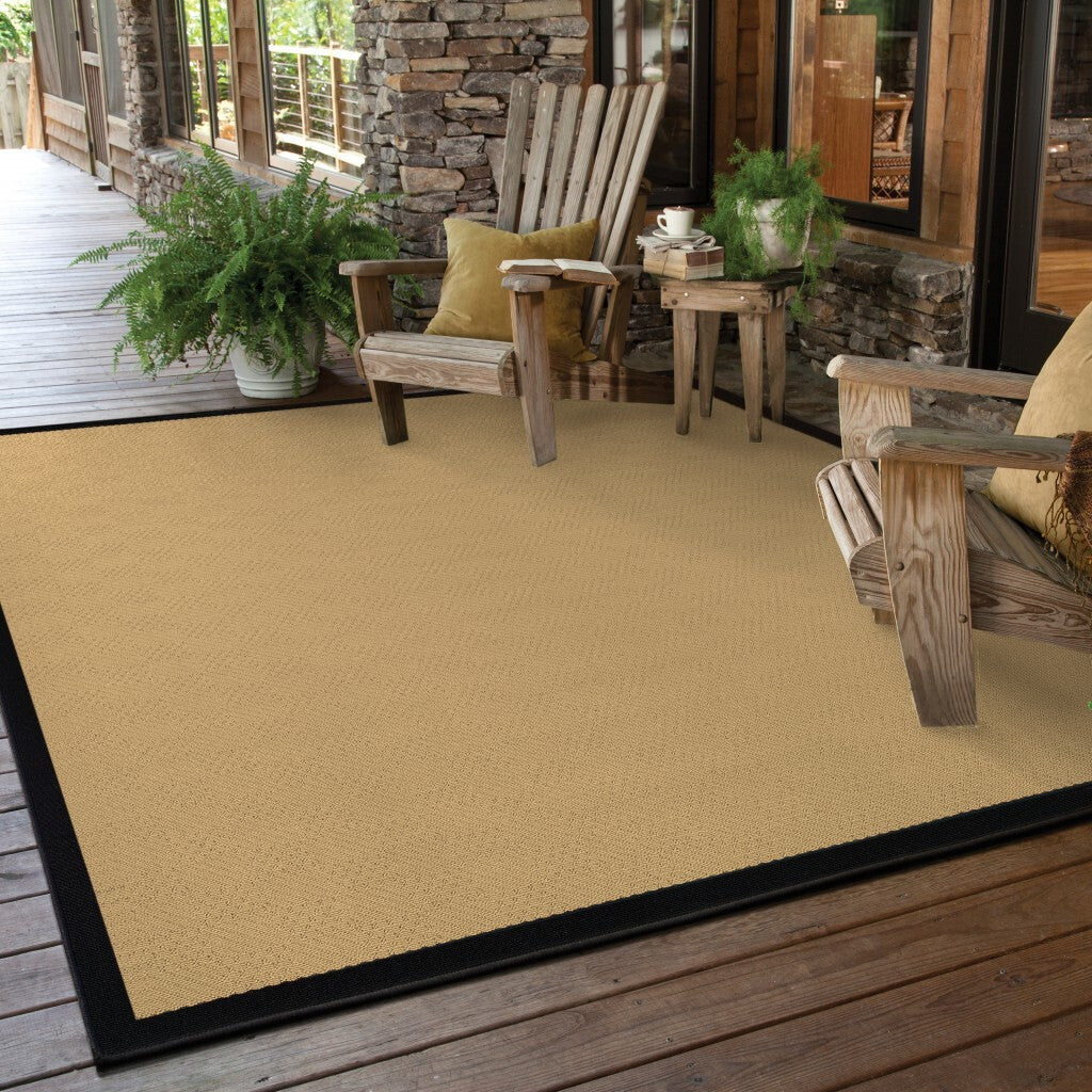 2'X4' Beige And Black Plain Indoor Outdoor Scatter Rug