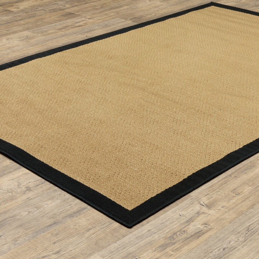 2'X4' Beige And Black Plain Indoor Outdoor Scatter Rug