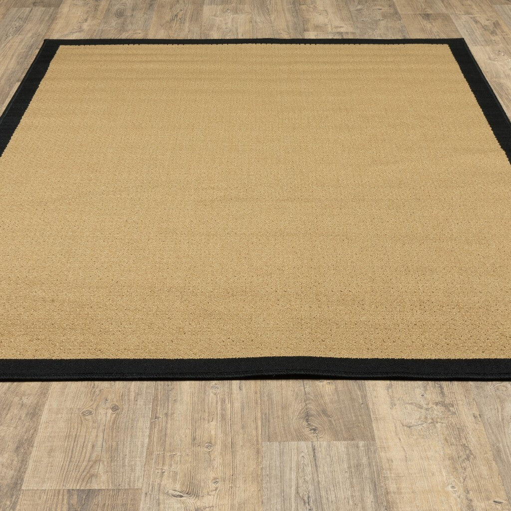 2'X4' Beige And Black Plain Indoor Outdoor Scatter Rug