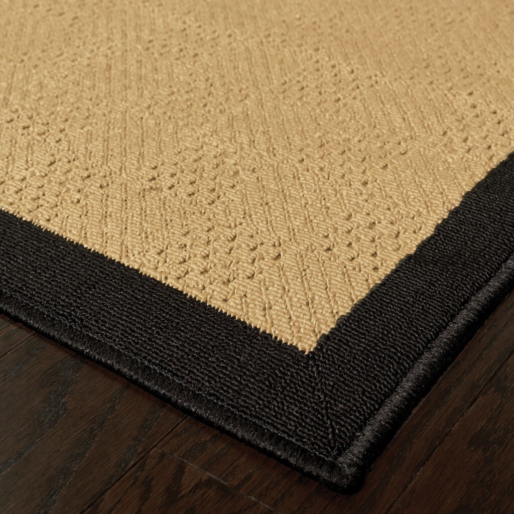 2'X4' Beige And Black Plain Indoor Outdoor Scatter Rug