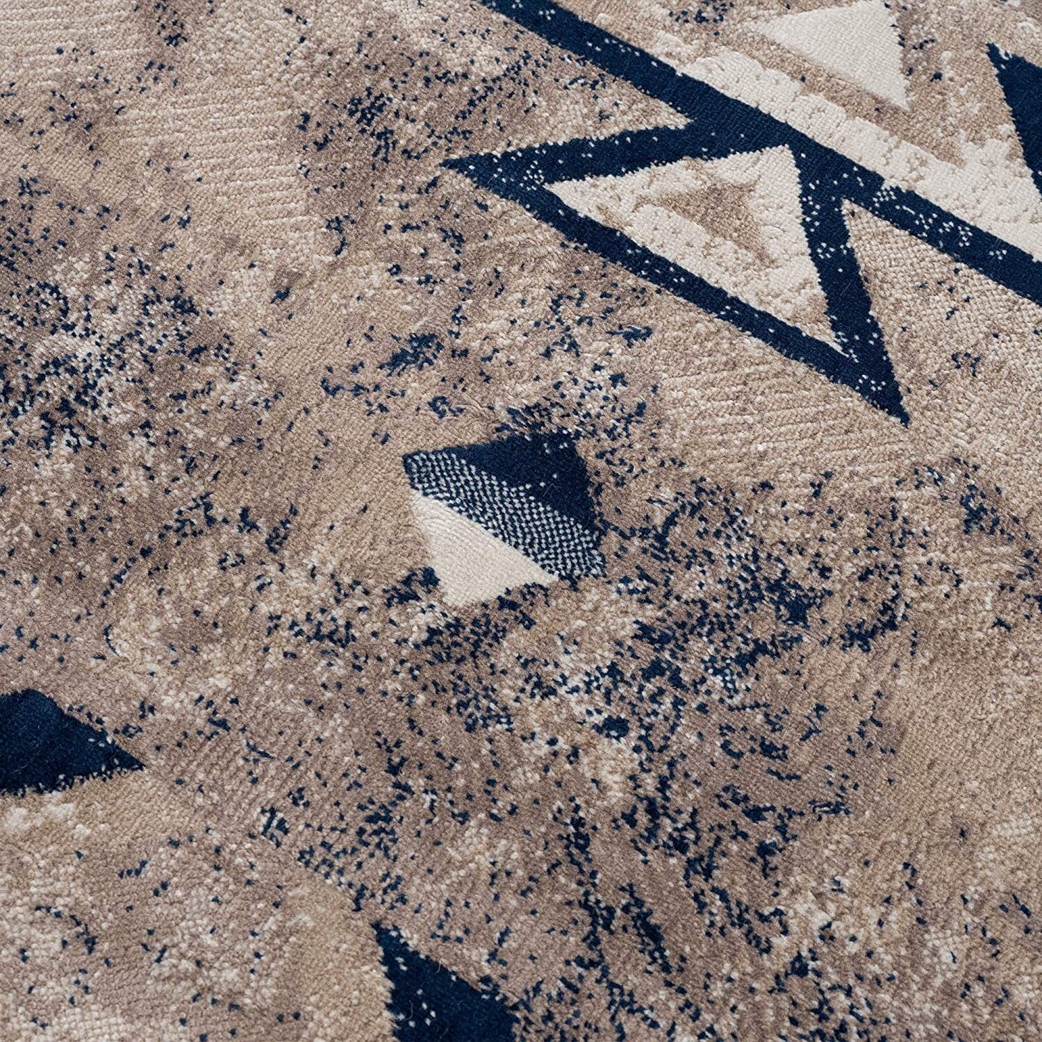 2' X 3' Beige And Blue Boho Chic Scatter Rug