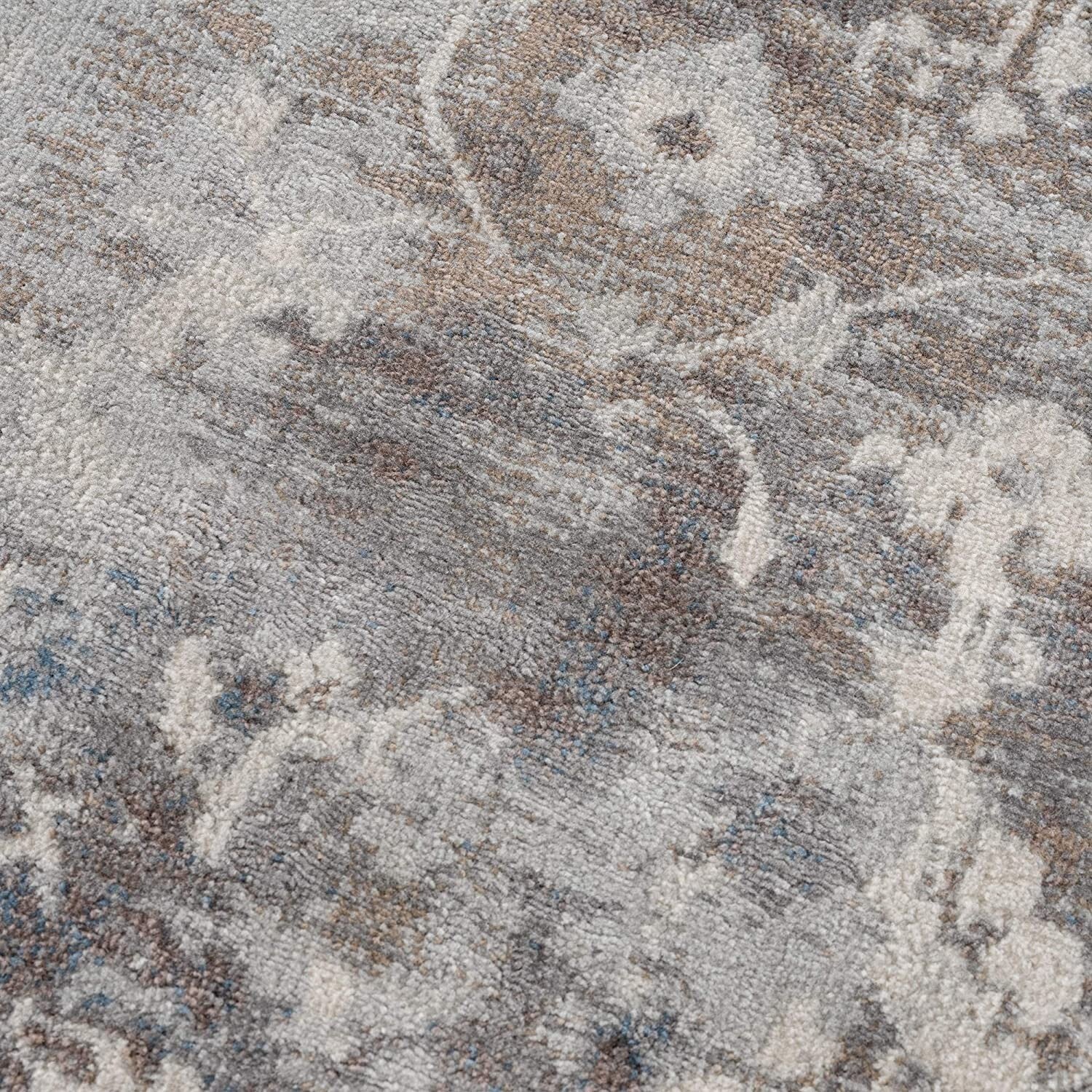 2' X 3' Navy And Beige Distressed Vines Scatter Rug