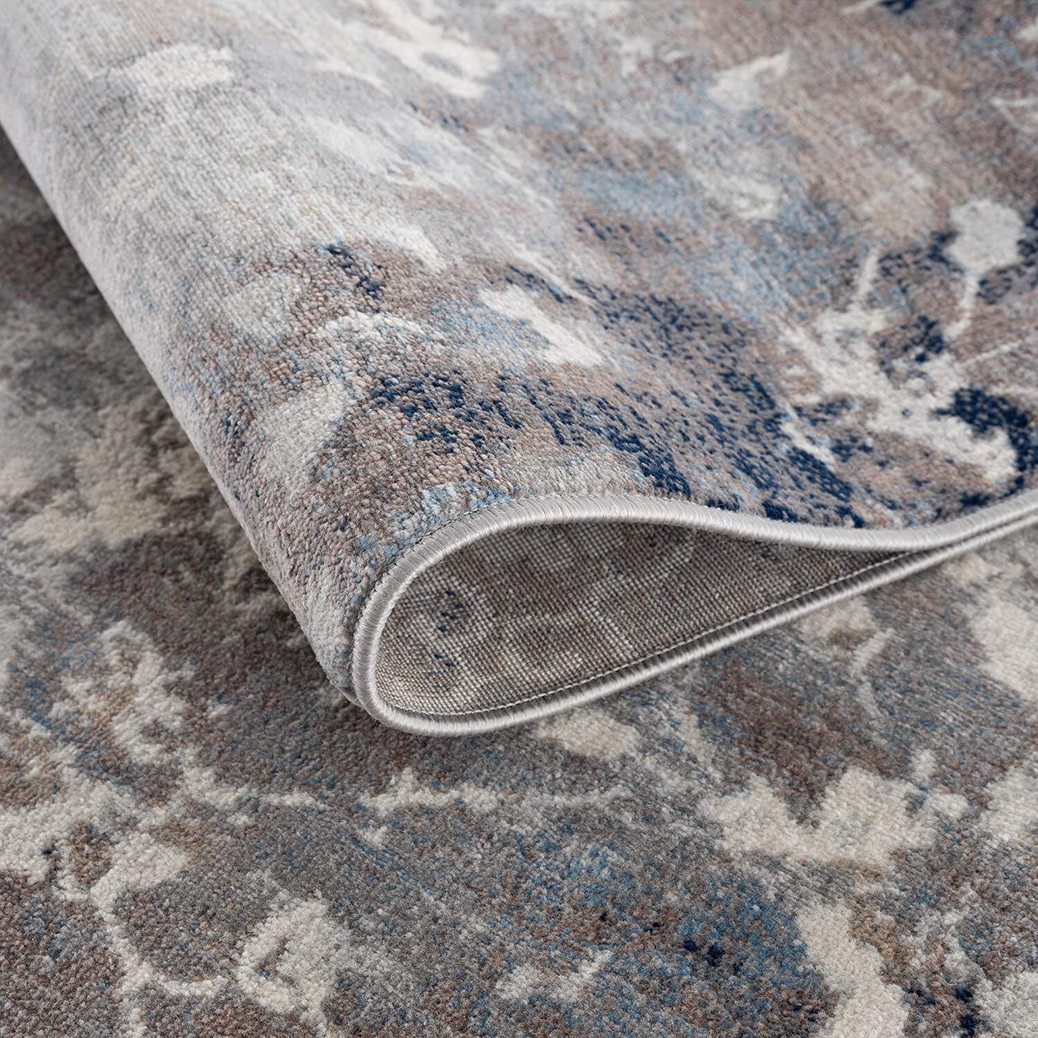 2' X 3' Navy And Beige Distressed Vines Scatter Rug