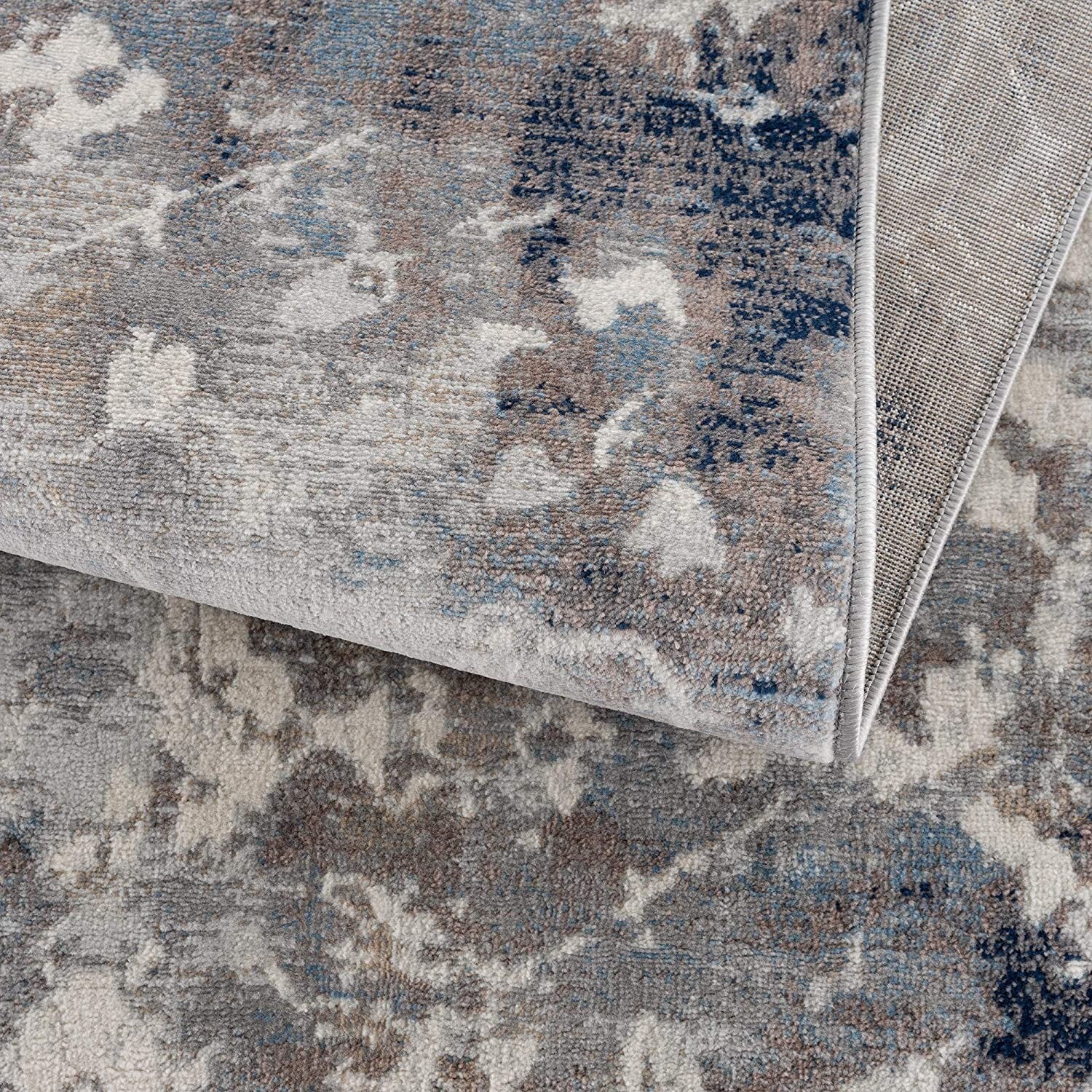 2' X 3' Navy And Beige Distressed Vines Scatter Rug
