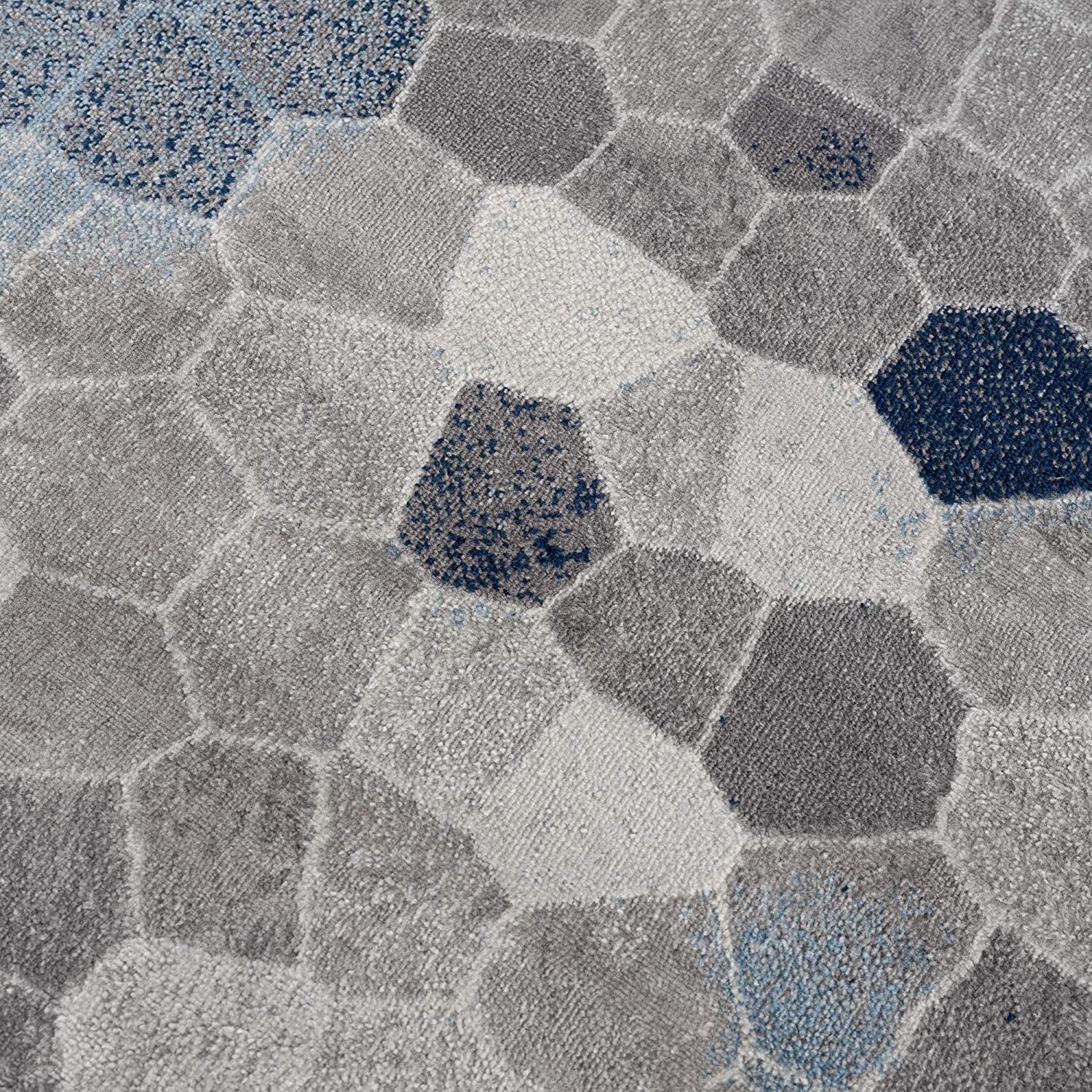 4' X 6' Navy Blue Cobblestone Pattern Area Rug