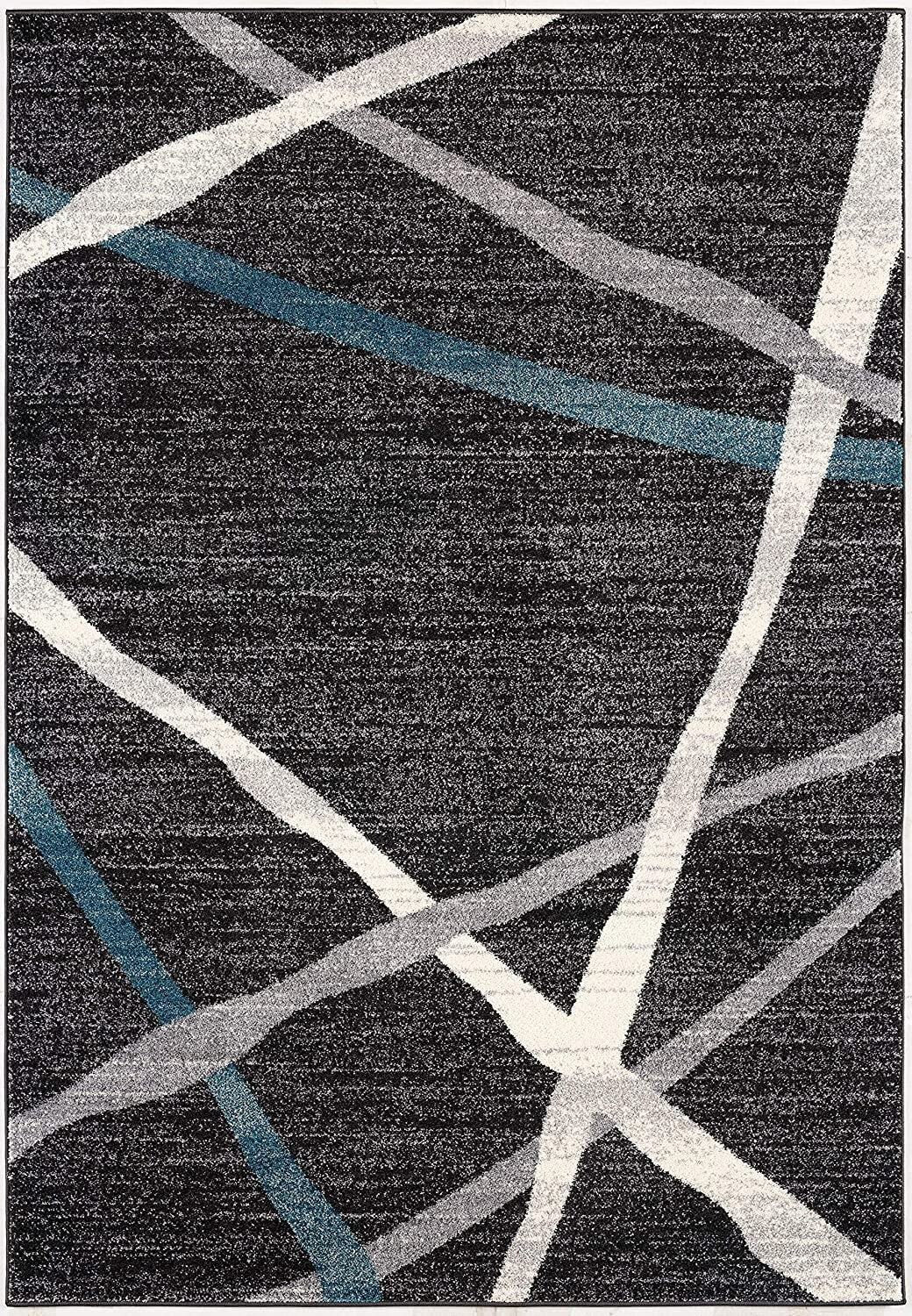 8' X 11' Distressed Black And Gray Abstract Area Rug