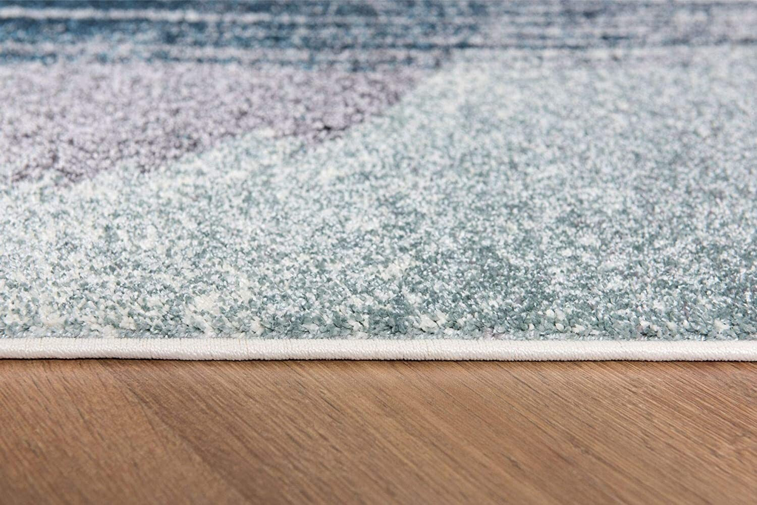 8' X 11' White And Blue Abstract Strokes Area Rug
