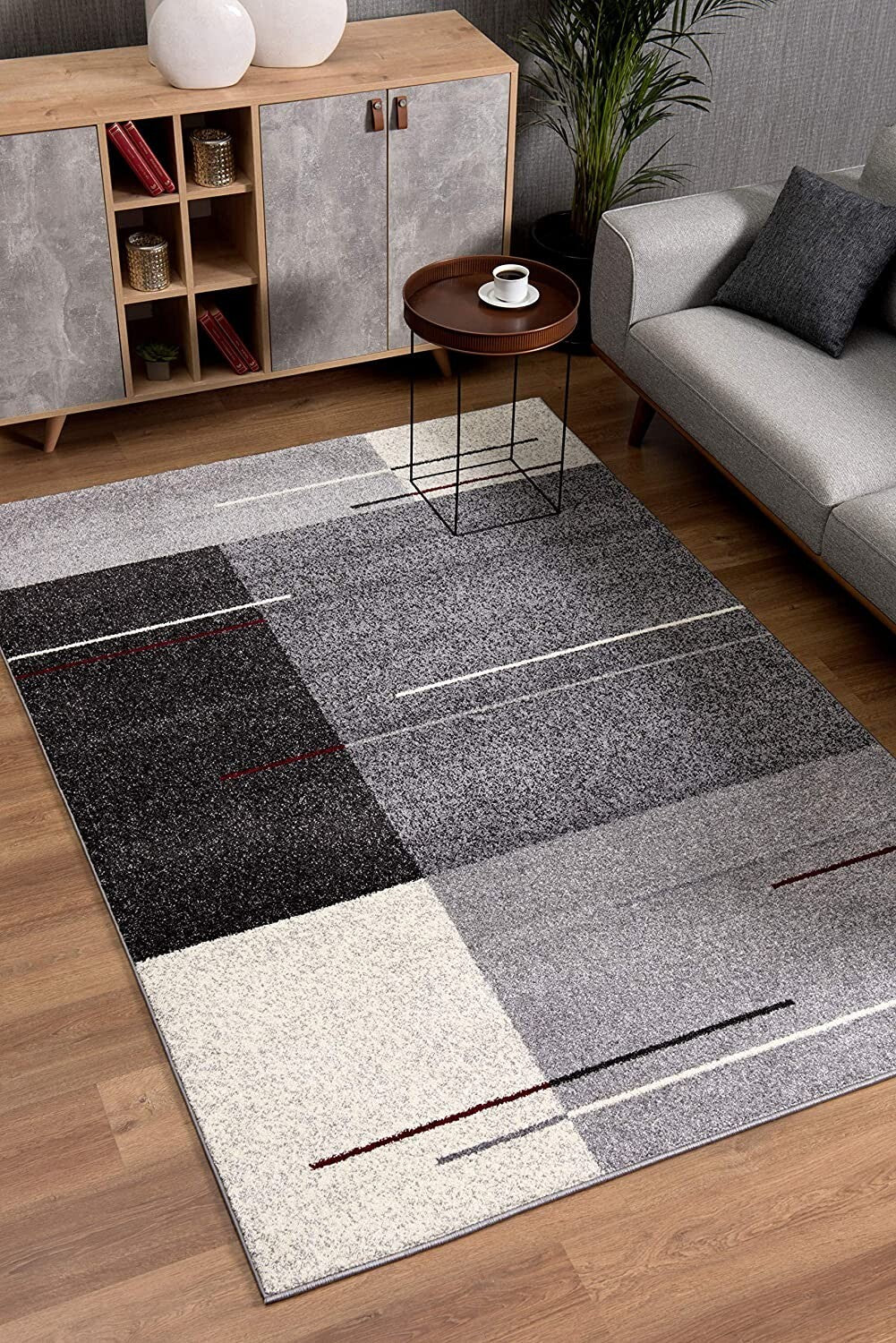 7' X 9' Gray Modern Geometric Area Rug