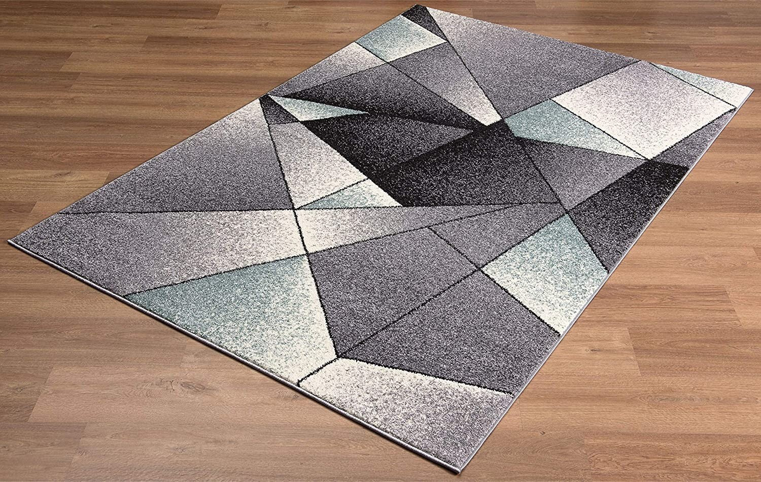 7' X 9' Gray And Blue Prism Pattern Area Rug