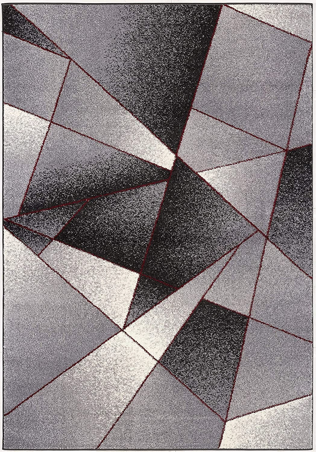 5' X 8' Gray And Red Prism Pattern Area Rug