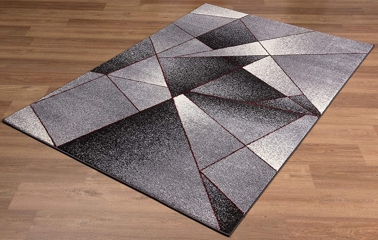 5' X 8' Gray And Red Prism Pattern Area Rug