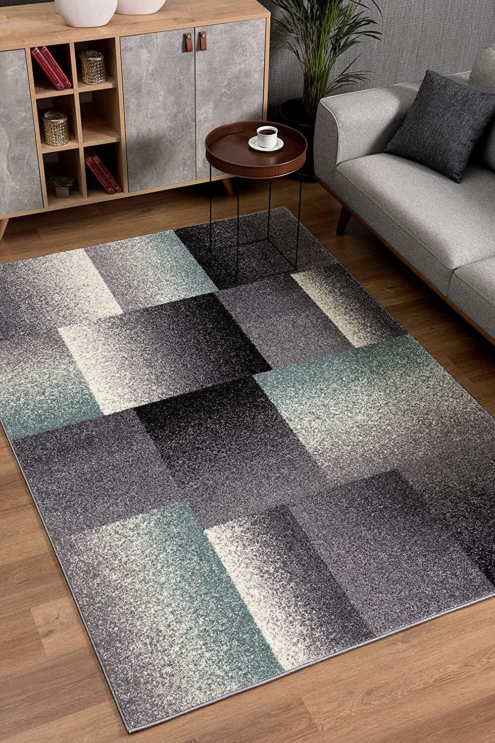 7' X 9' Gray Modern Geometric Area Rug
