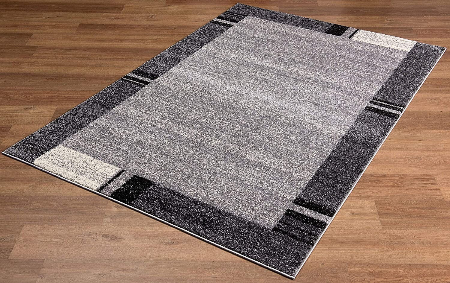 8' X 11' Gray Modern Bordered Area Rug