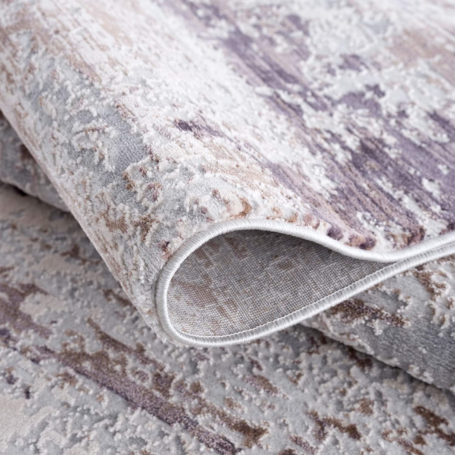 8' X 11' Violet Abstract Striations Area Rug