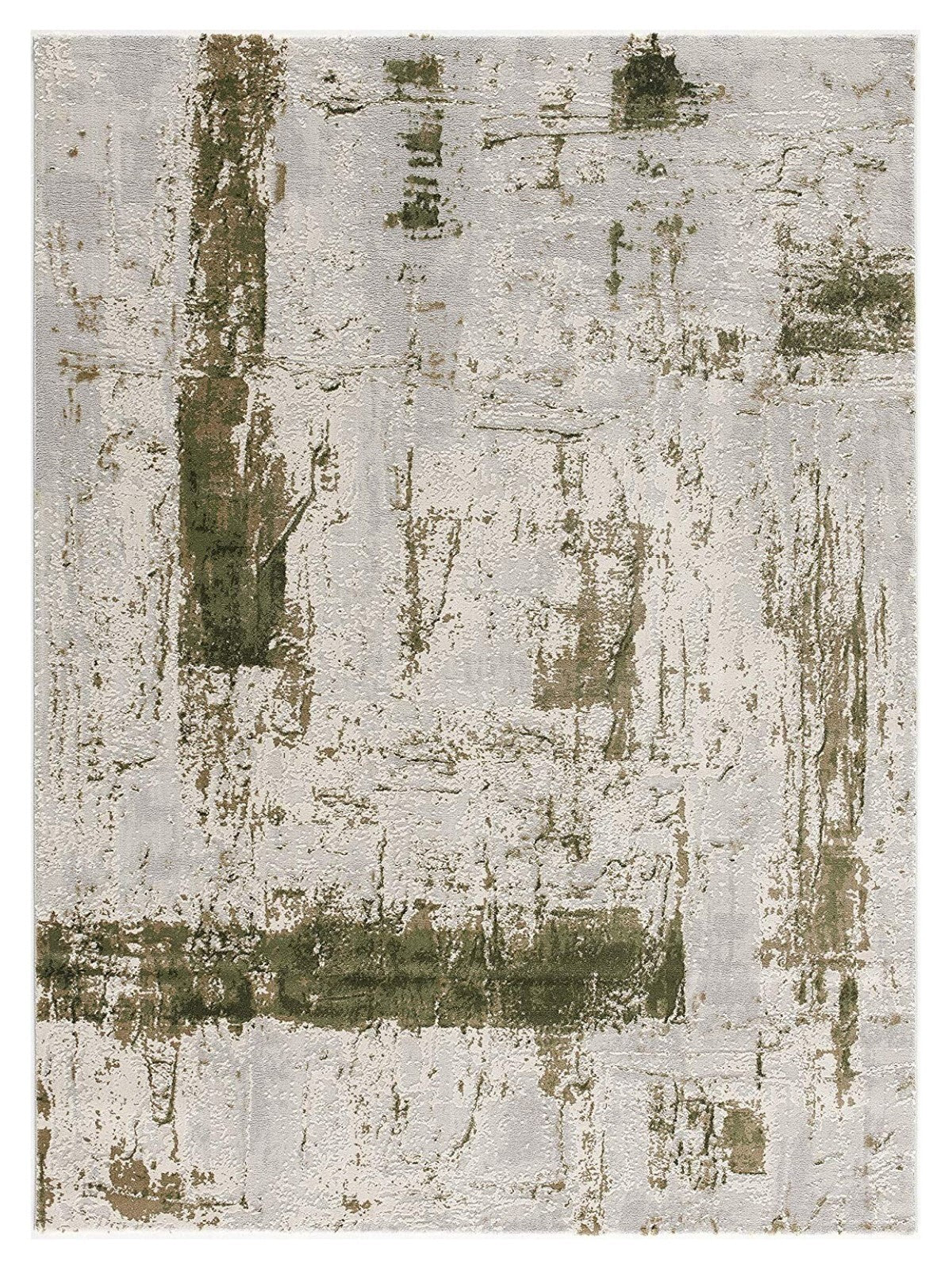 3' X 5' Green And Ivory Distressed Area Rug