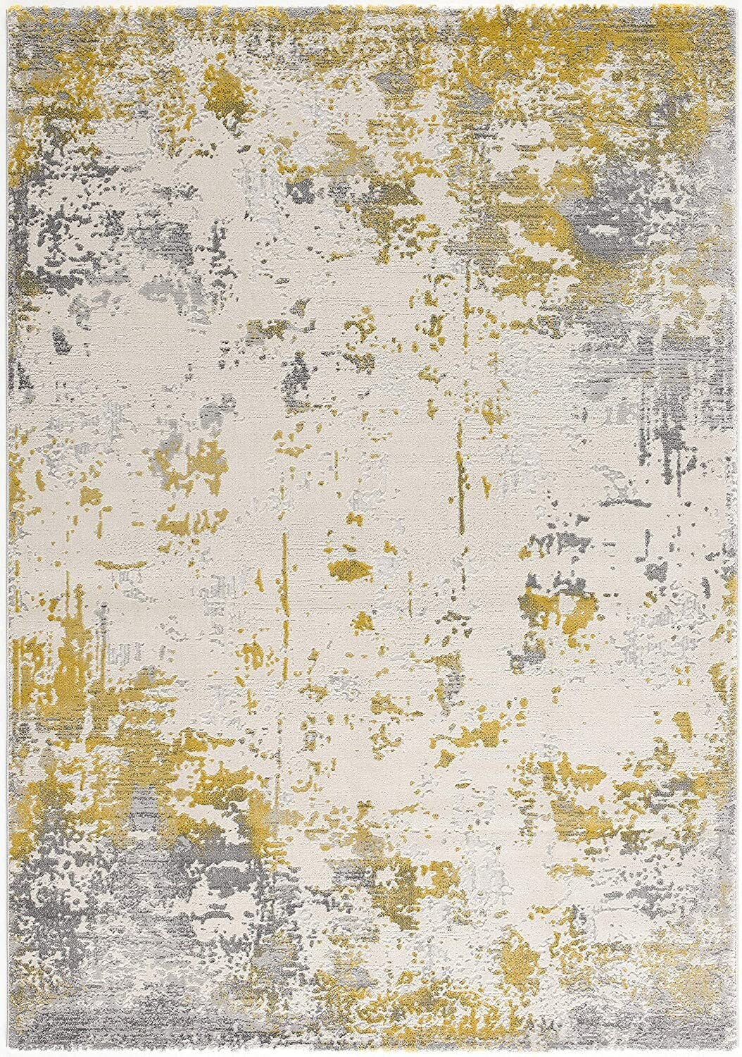 3' X 5' Gold And Gray Abstract Area Rug