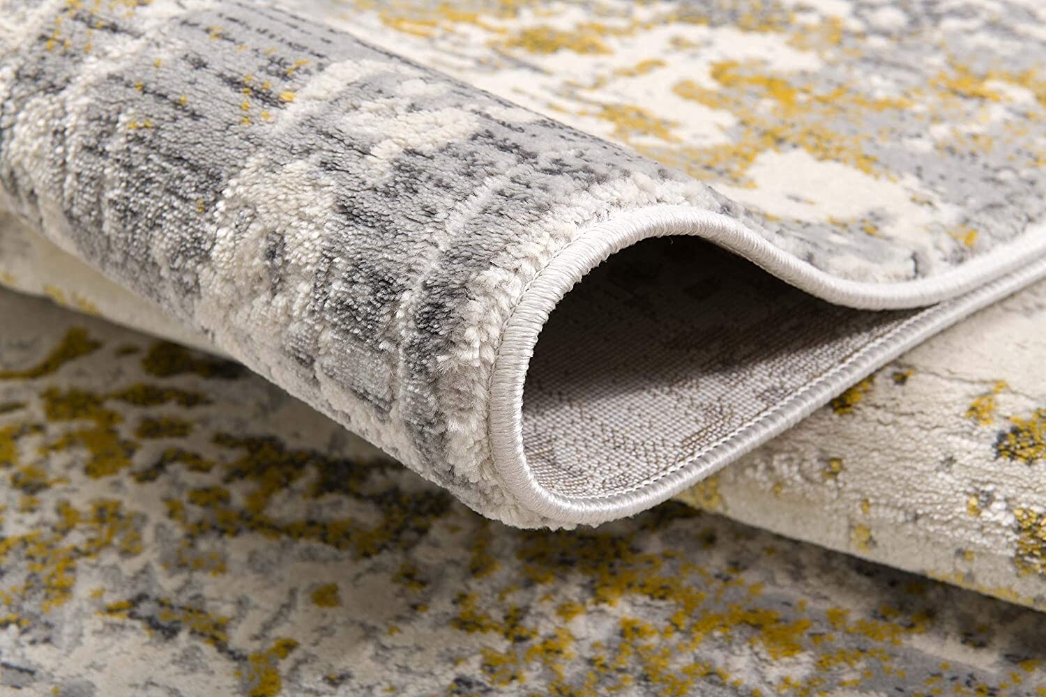3' X 5' Gold And Gray Abstract Area Rug