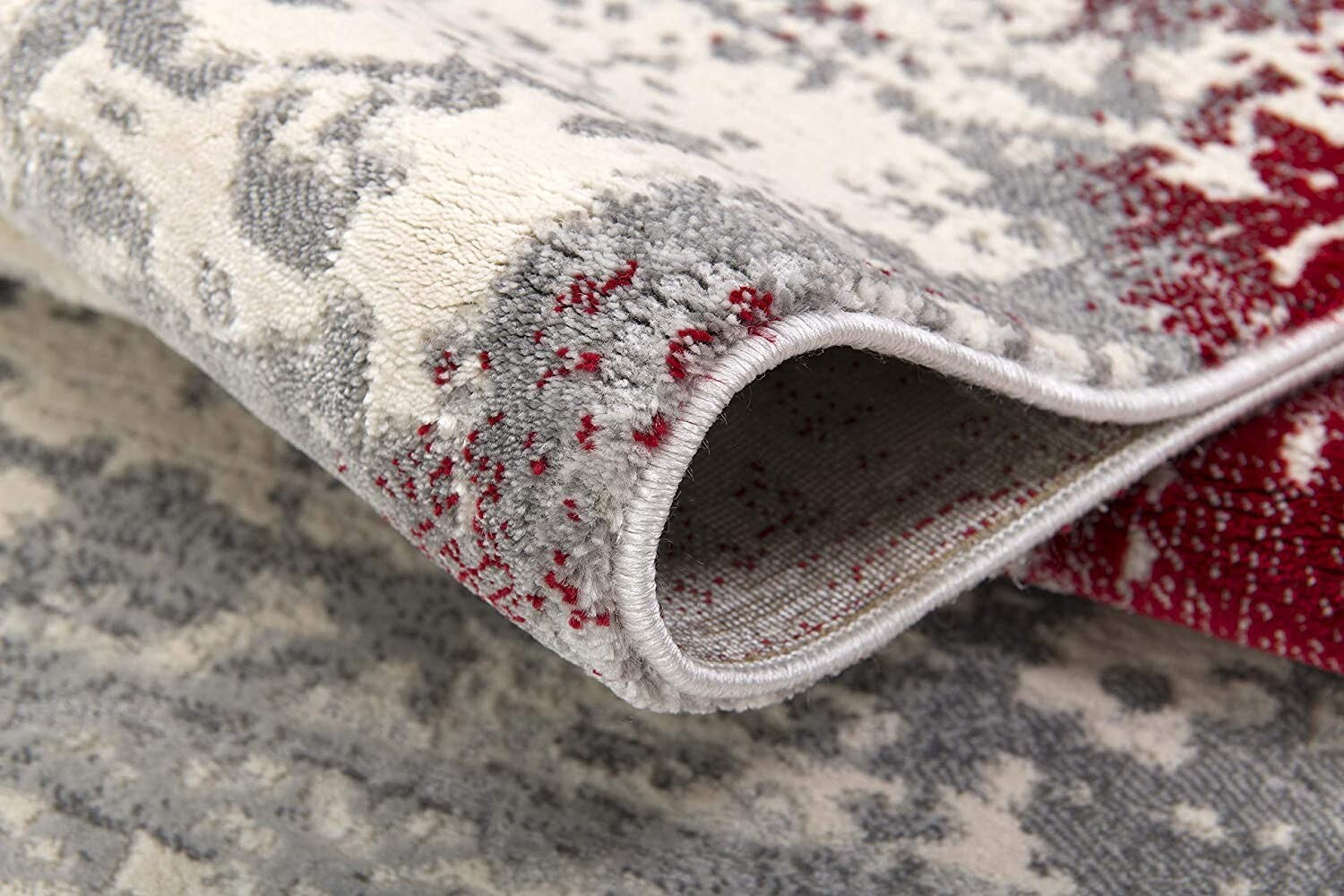 4' X 6' Red And Gray Modern Abstract Area Rug
