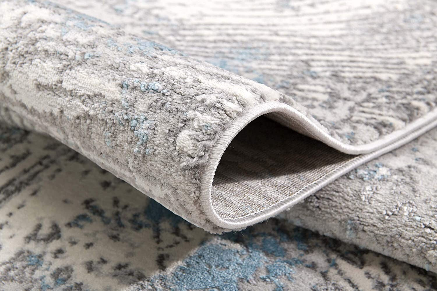 4' X 6' Blue Abstract Circular Motifs Area Rug