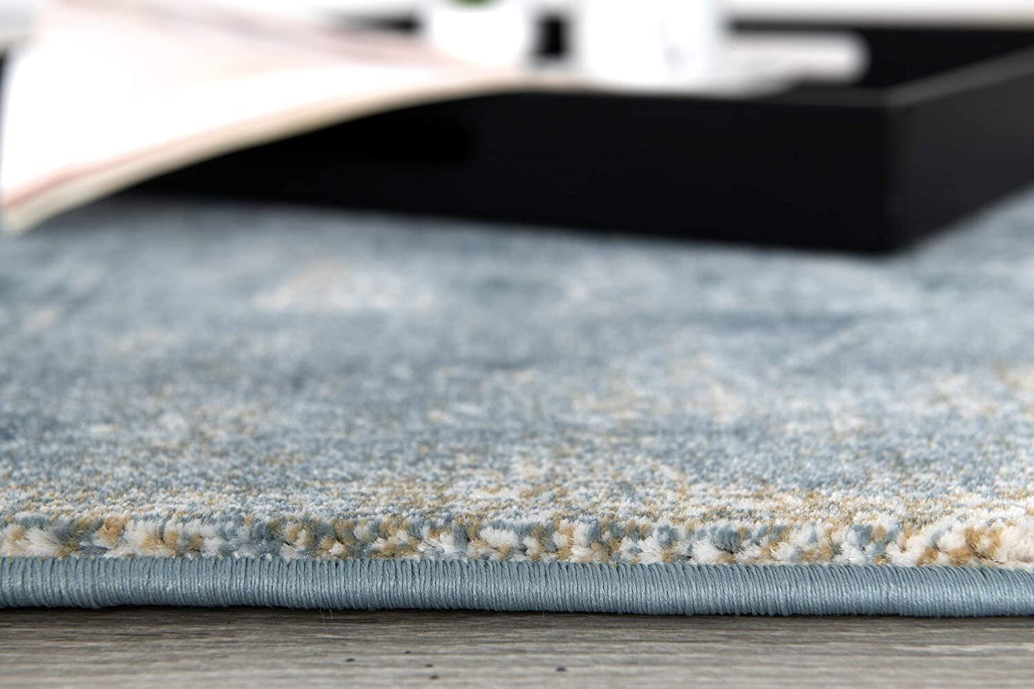 2' X 13' Cream And Blue Abstract Patches Runner Rug