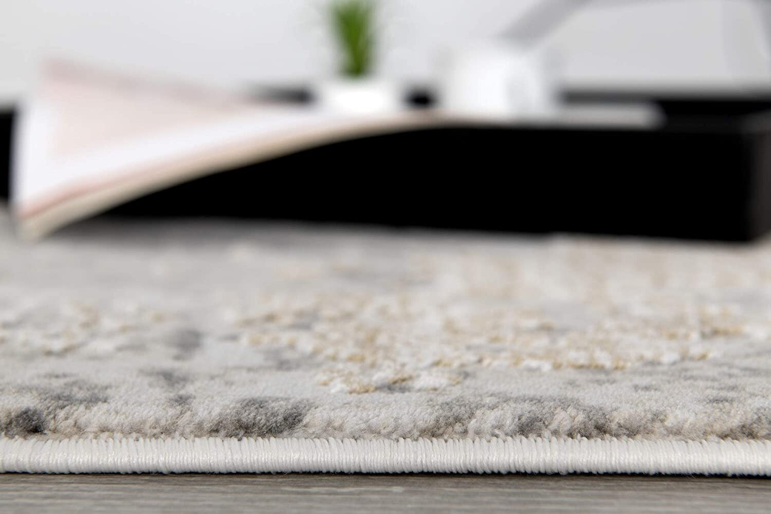 2' X 15' Cream And Gray Abstract Patches Runner Rug