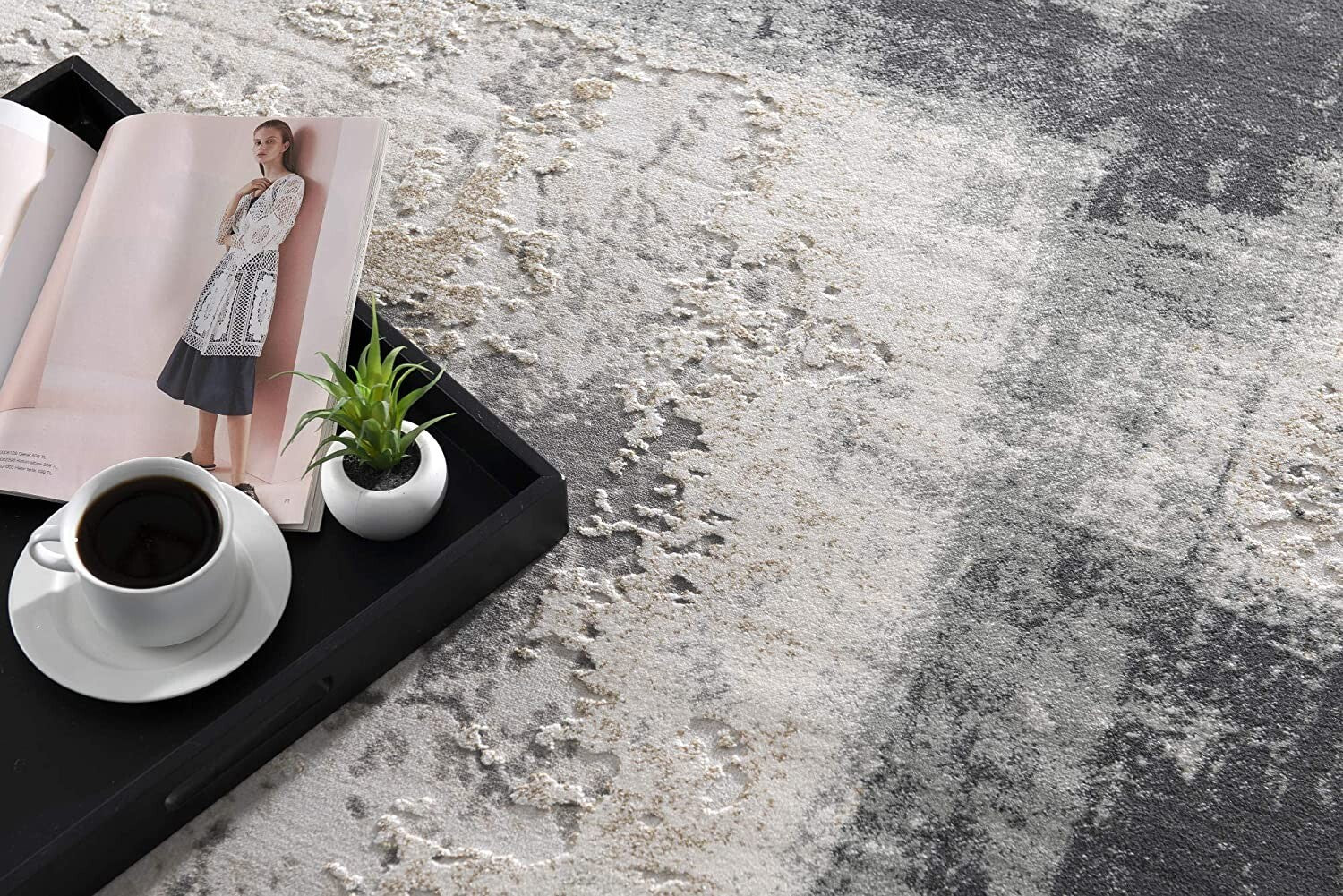 8' X 11' Cream And Gray Abstract Patches Area Rug