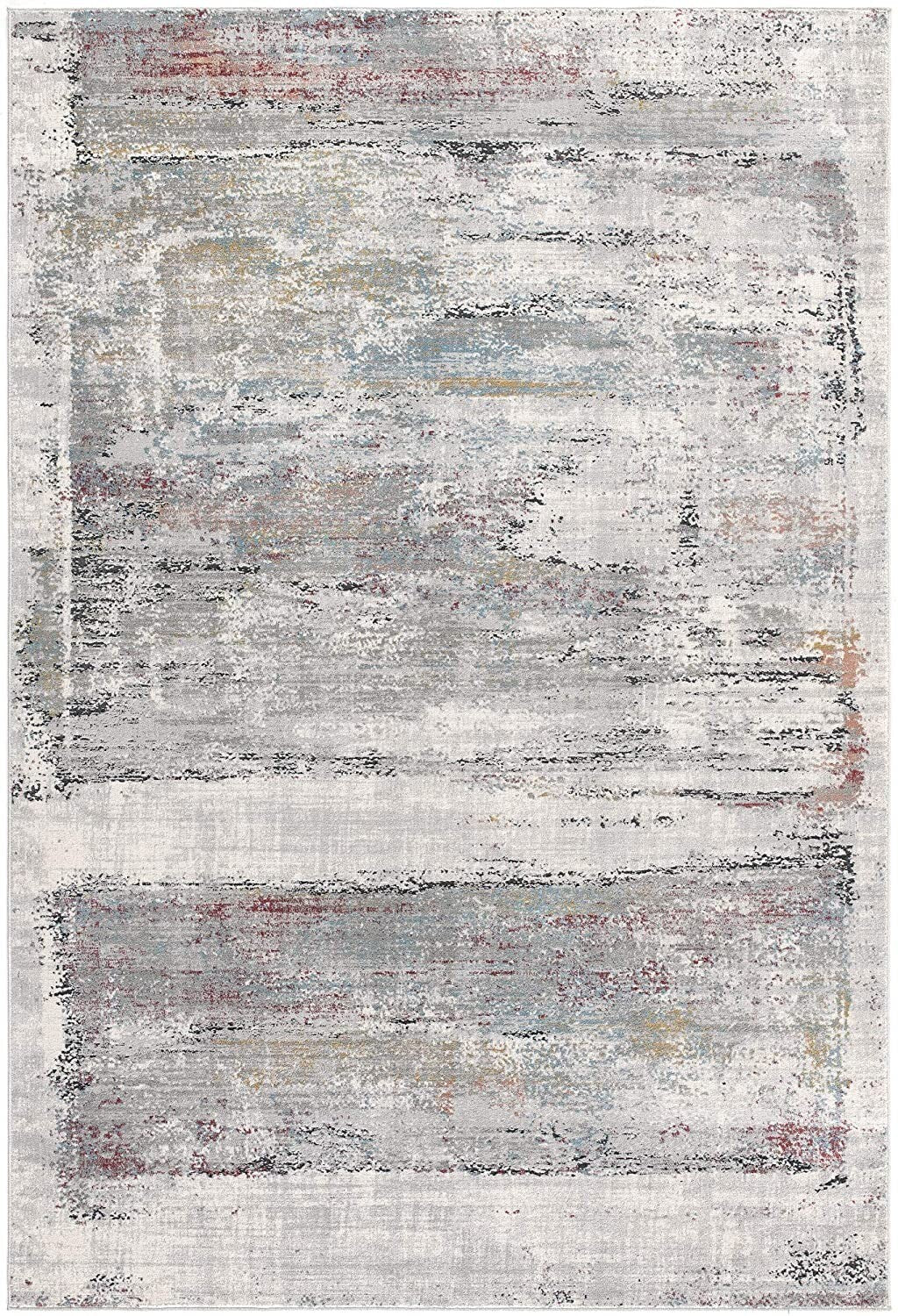 5' X 8' Gray Abstract Irregular Blocks Area Rug