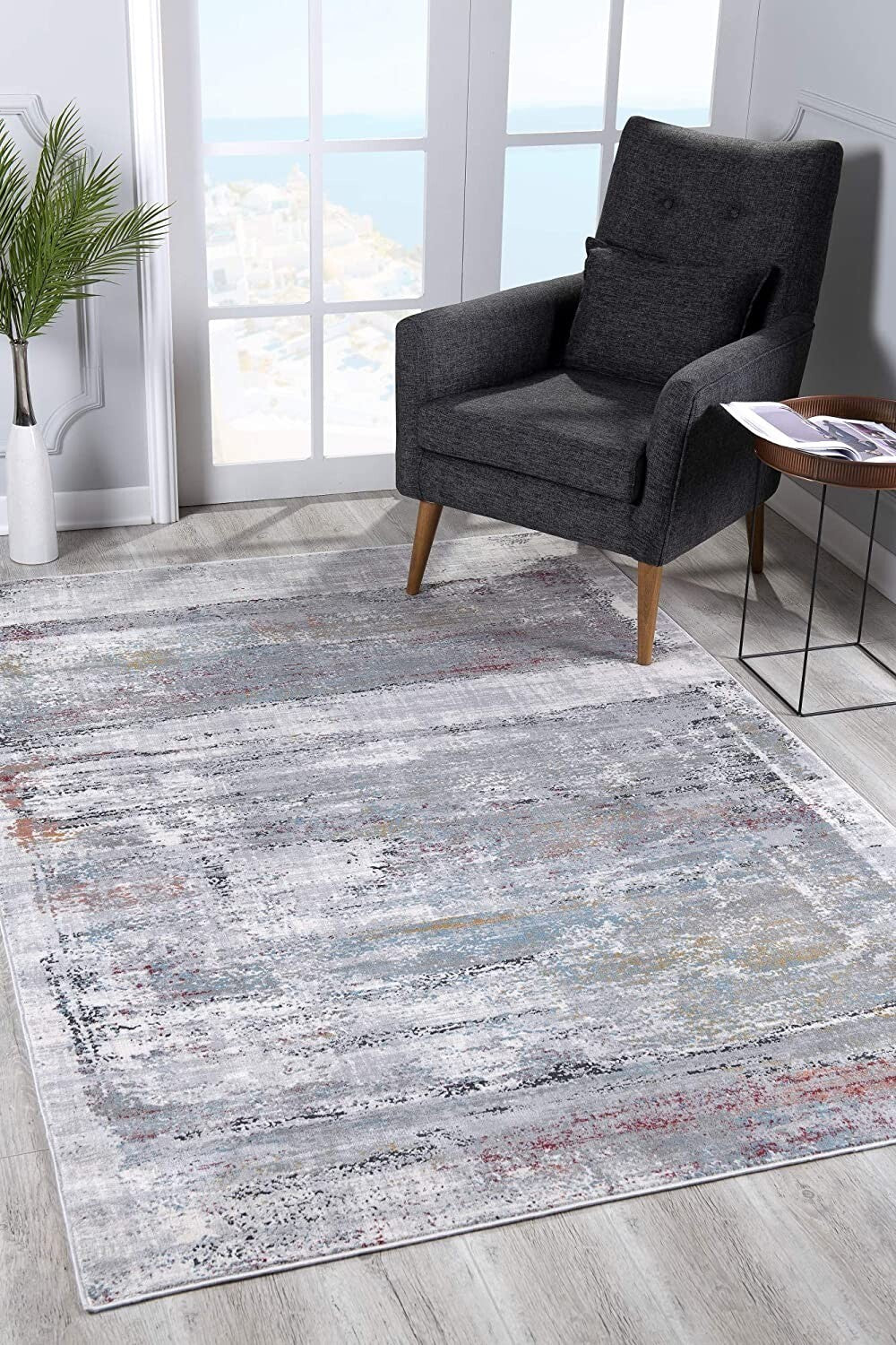 5' X 8' Gray Abstract Irregular Blocks Area Rug