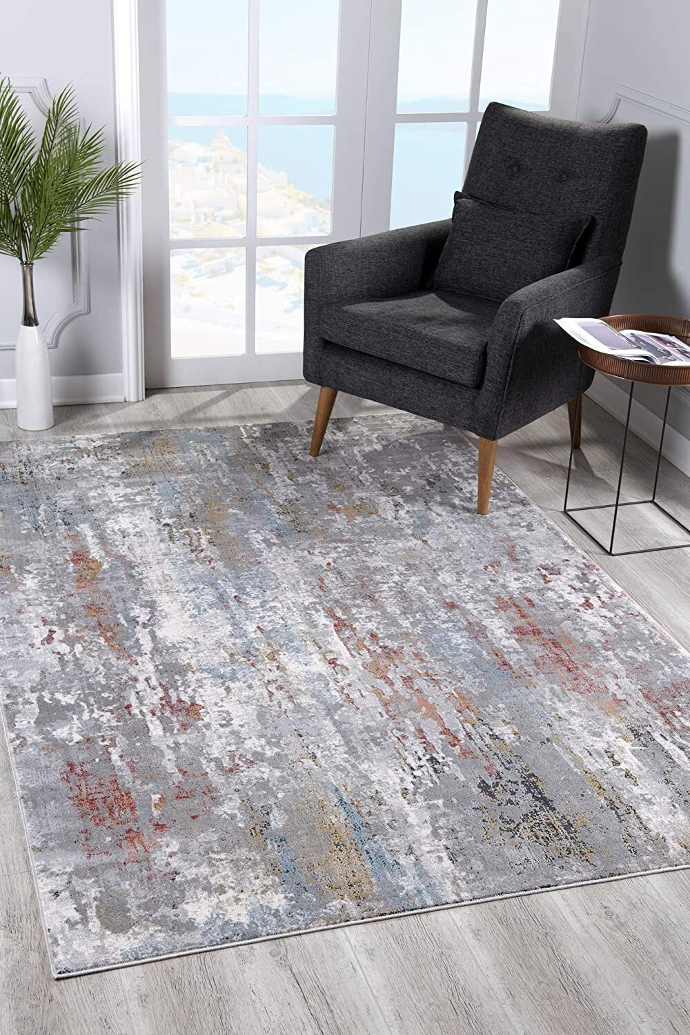 2' X 10' Gray Abstract Pattern Runner Rug