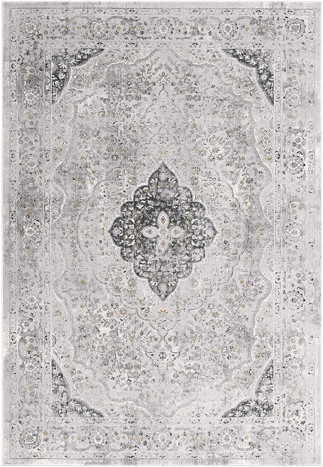 4' X 6' Gray Distressed Decorative Area Rug