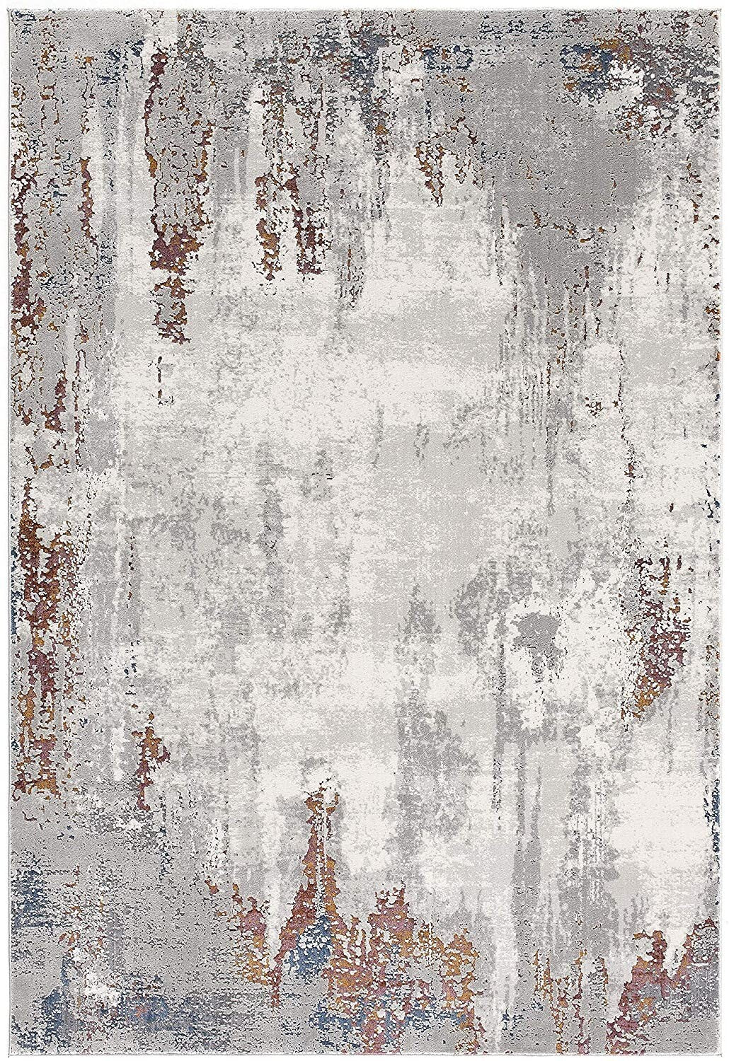 7' X 10' Gray And Ivory Modern Abstract Area Rug