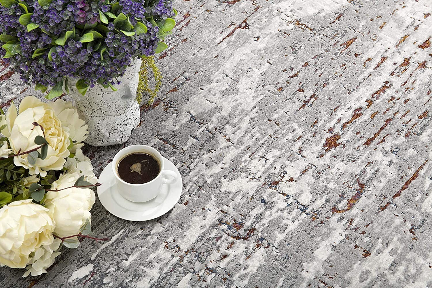 5' X 8' Gray And Brown Abstract Scraped Area Rug